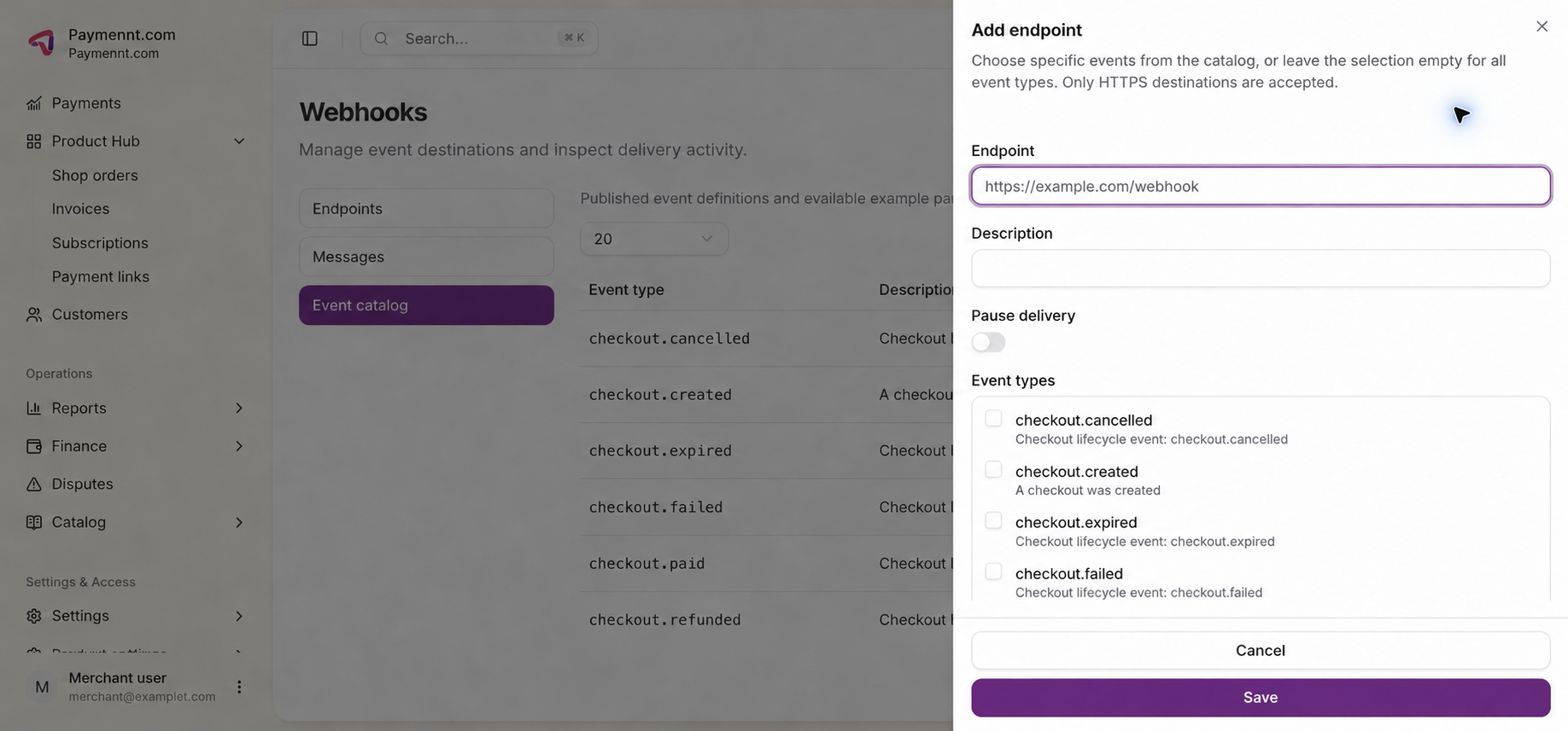 Add a webhook endpoint